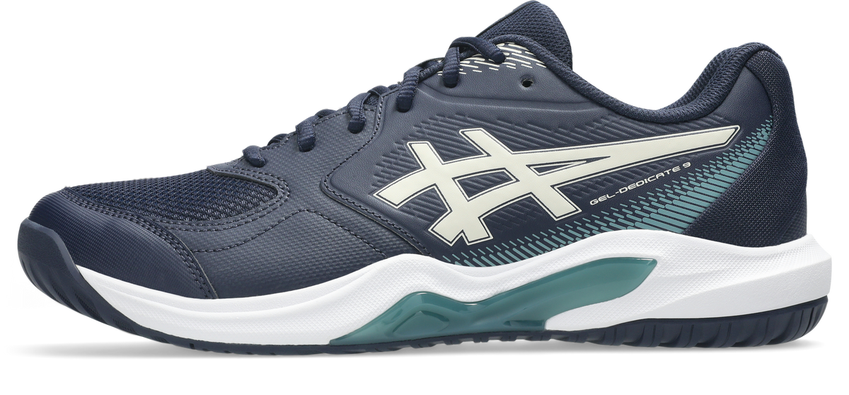 Asics Mens Gel Dedicate 9 (Hardcourt) Tennis Shoe 2E WIDE- Midnight/Oatmeal