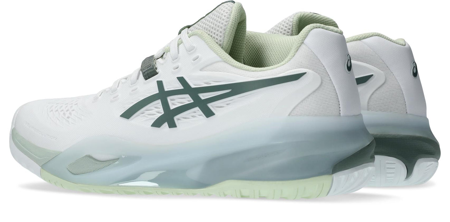 Asics Womens Gel Resolution X (Hardcourt) Wide Tennis Shoe - White/Monument Blue