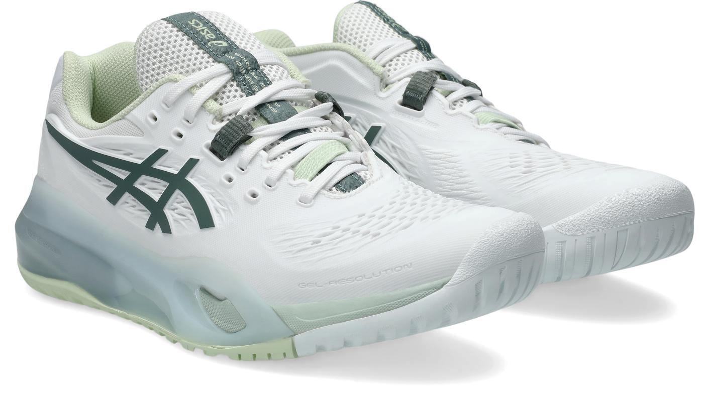 Asics Womens Gel Resolution X (Hardcourt) Wide Tennis Shoe - White/Monument Blue