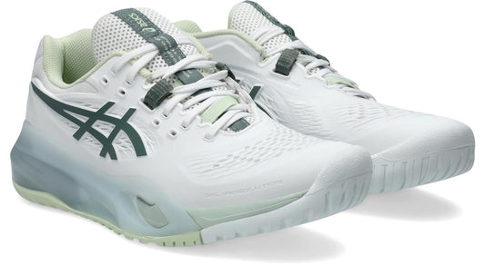 Asics Womens Gel Resolution X (Hardcourt) Wide Tennis Shoe - White/Monument Blue