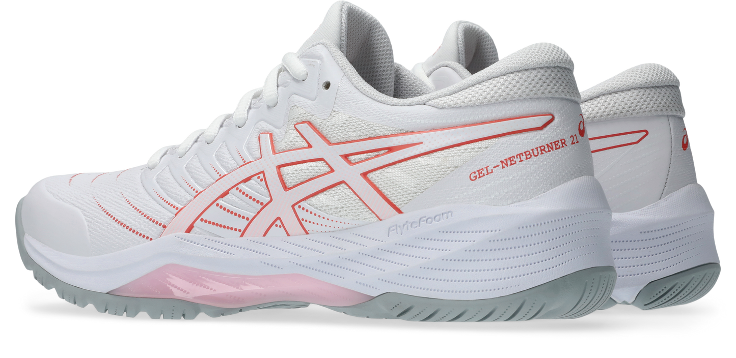 Asics Womens Gel Netburner 21 (D Width) Bio - White/Papaya