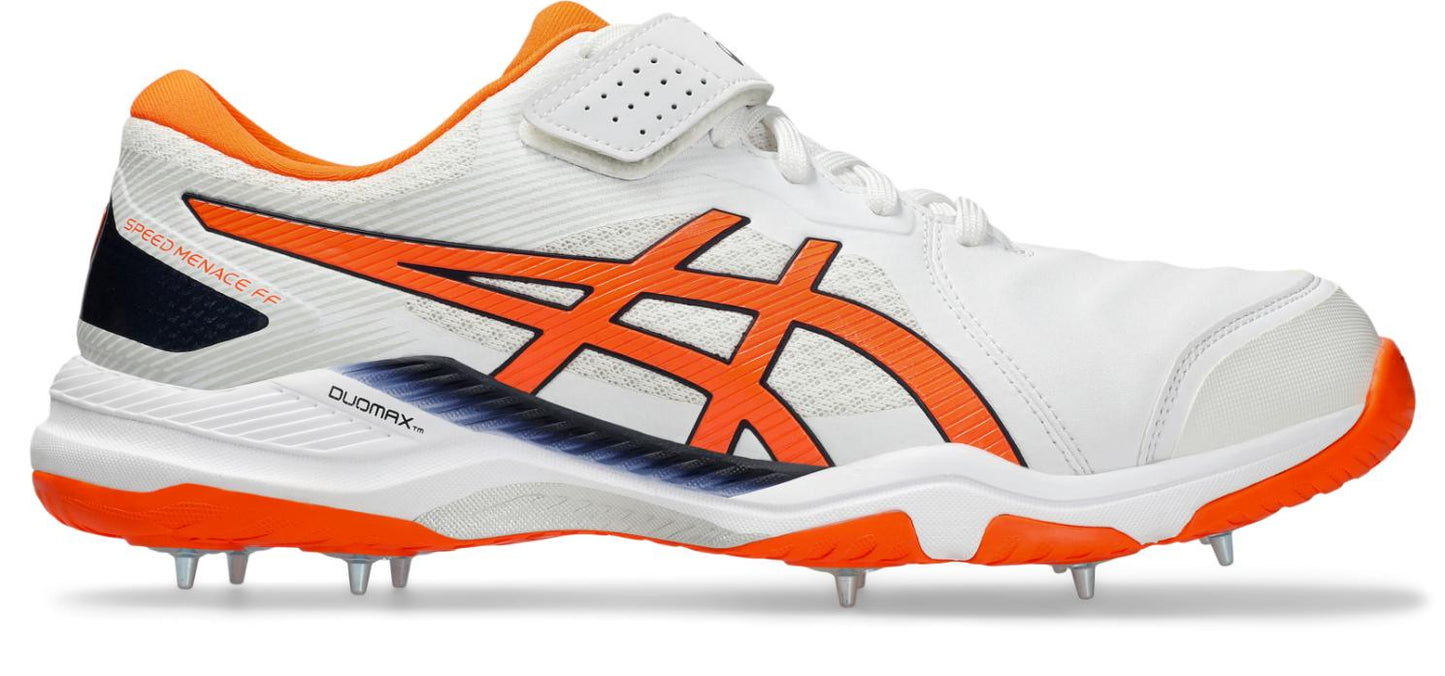 Asis Mens Speed Menace FF Cricket Shoe - White/Shocking Orange