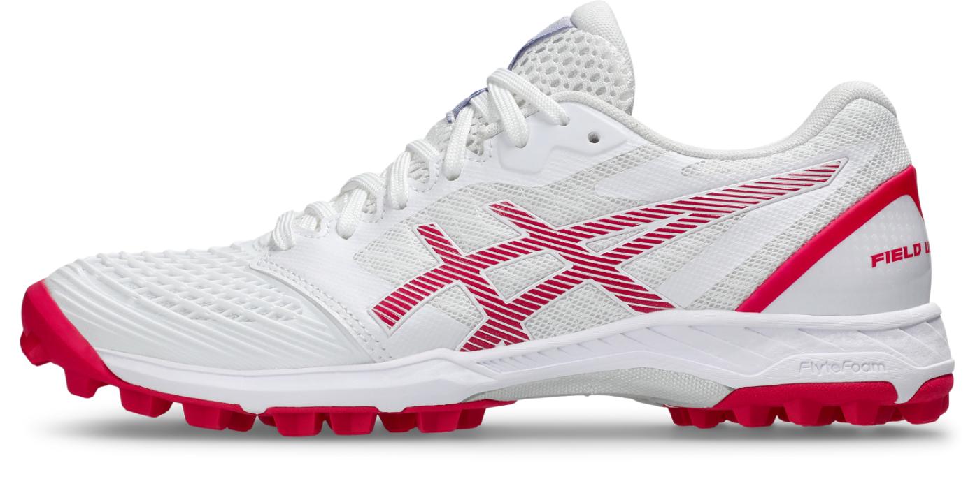Asics Womens Field Ultimate FF Turf and Hockey Shoe - White/Bright Rose