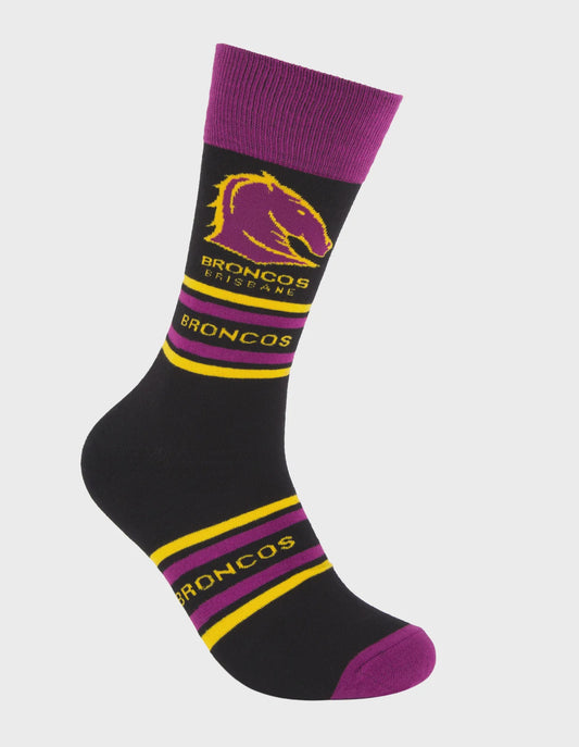 foot-ies socks NRL Brisbane Broncos Stripe Organic Cotton Socks
