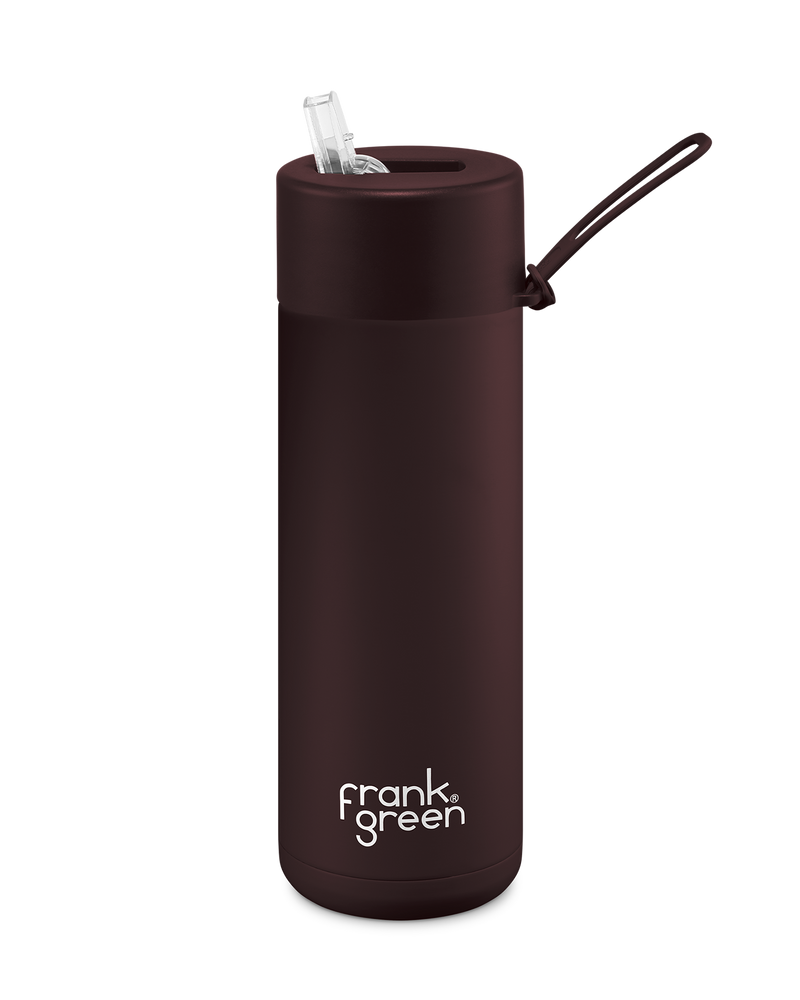 Frank Green 20oz Stainless Steel Ceramic Reusable Bottle with Straw Lid - Chocolate