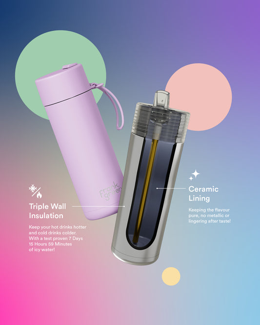 Frank Green 20oz Stainless Steel Ceramic Reusable Bottle with Flip Straw Lid - Lilac Haze
