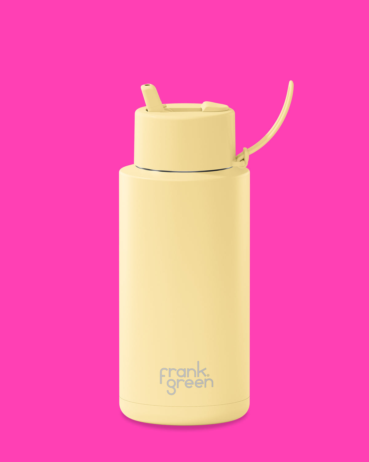 Frank Green 34oz Stainless Steel Ceramic Reusable Bottle with Flip Straw Lid - Buttermilk