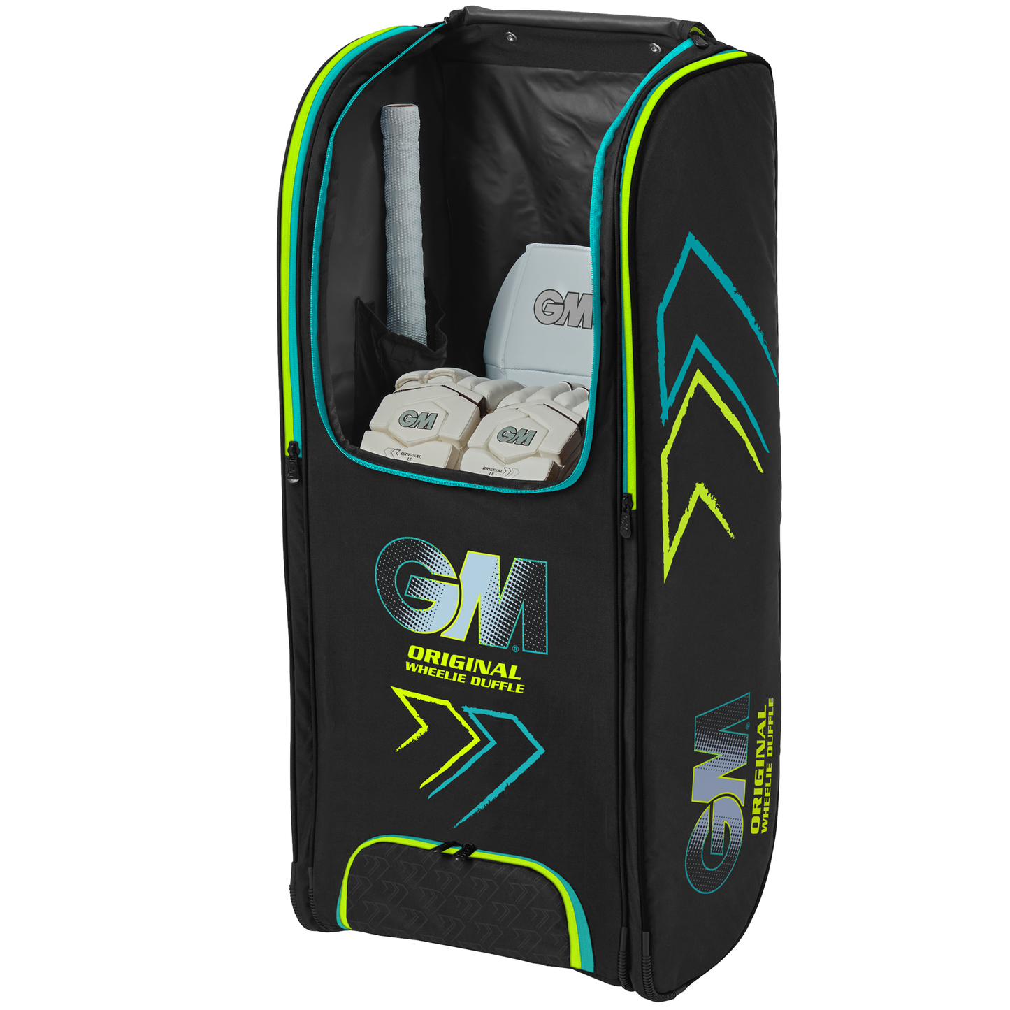Gunn & Moore Original Wheelie Duffle Bag - Cyan/Fluro Black/Cyan