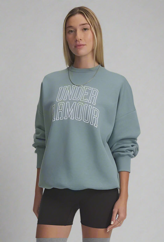 Under Armour Rival Fleece Varsity Women's Oversized Crew - Serpentine/White