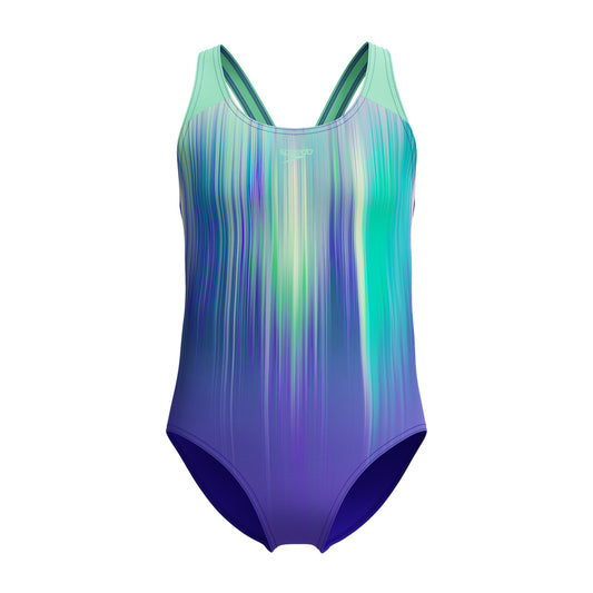 Speedo Girls Digi Placement Splashback One Piece - Indigo Glow