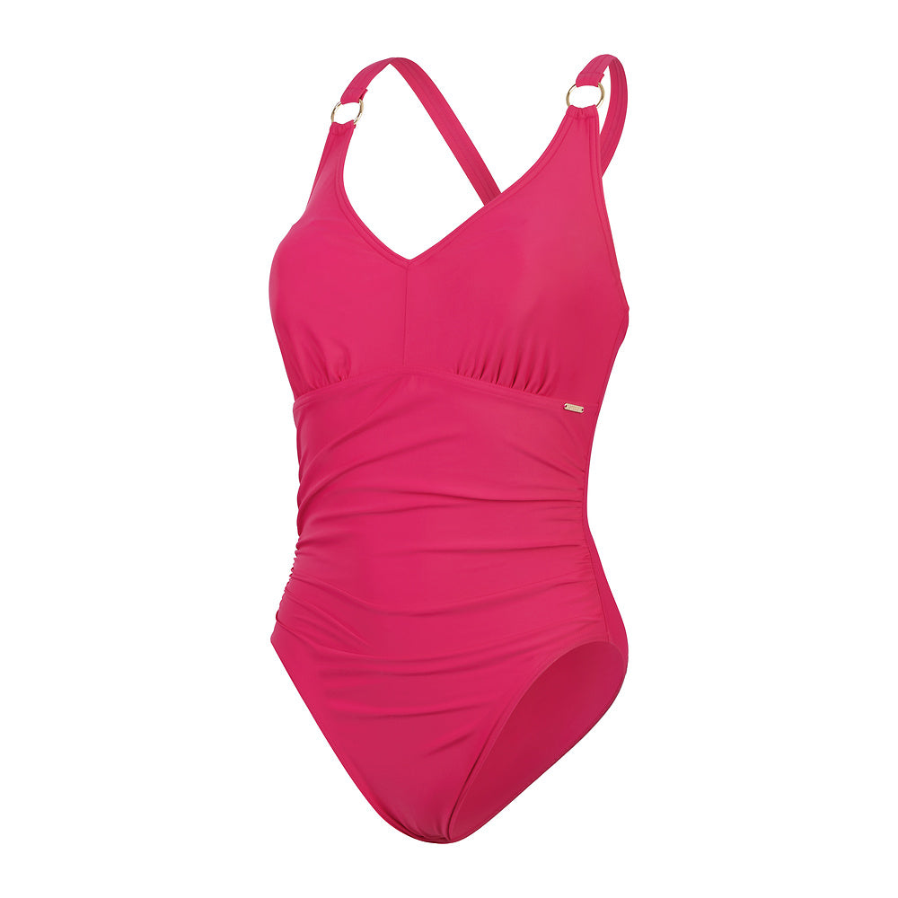 Speedo Womens Shaping V Neck One Piece - Magenta Haze