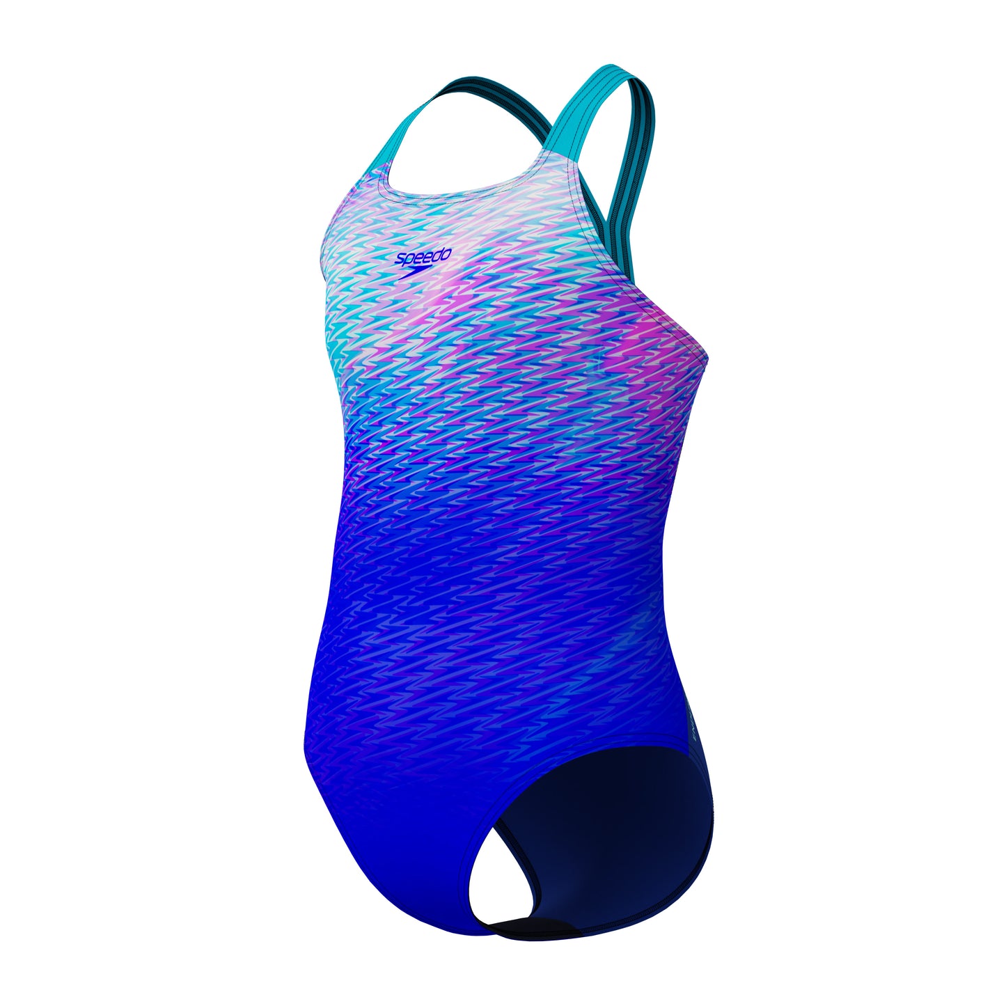 Speedo Girls Hyperboom Allover Medalist One Piece Swimsuit - Blue/Purple