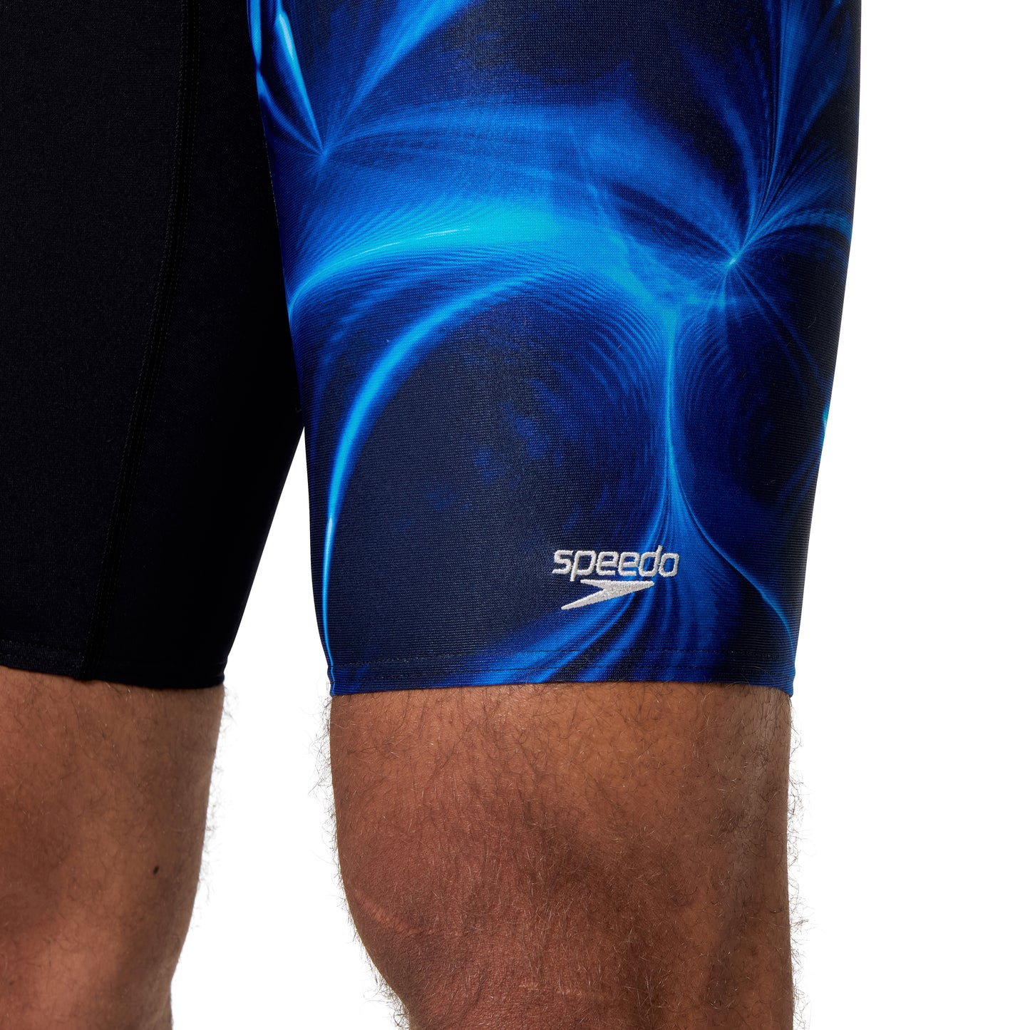 Speedo Mens Placement Vcut Jammer - Black/Cobalt Blue
