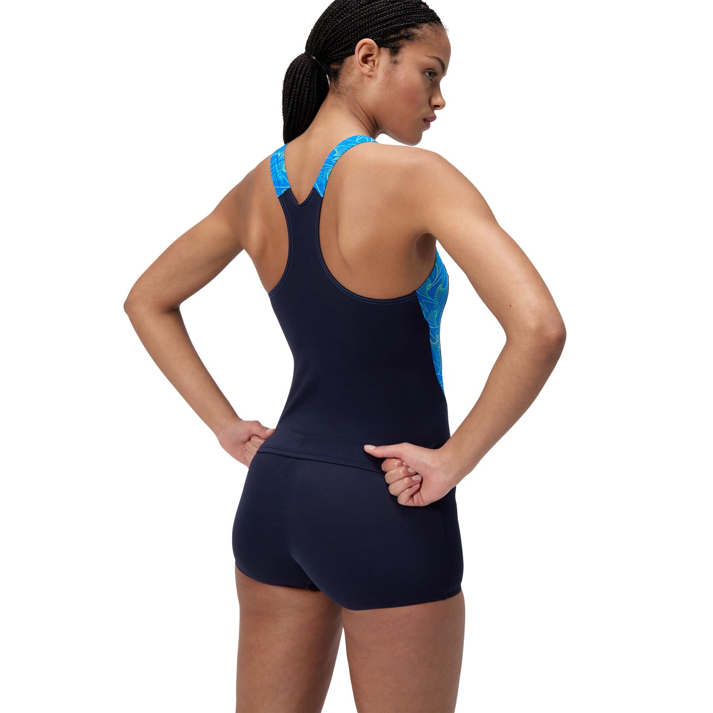 Speedo Womens Hypeerboom Splice Tankini 2 Piece - Navy/Azure