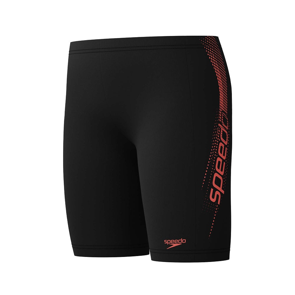 Speedo Junior Boys Sport Logo Jammer - Black/Neon Coral