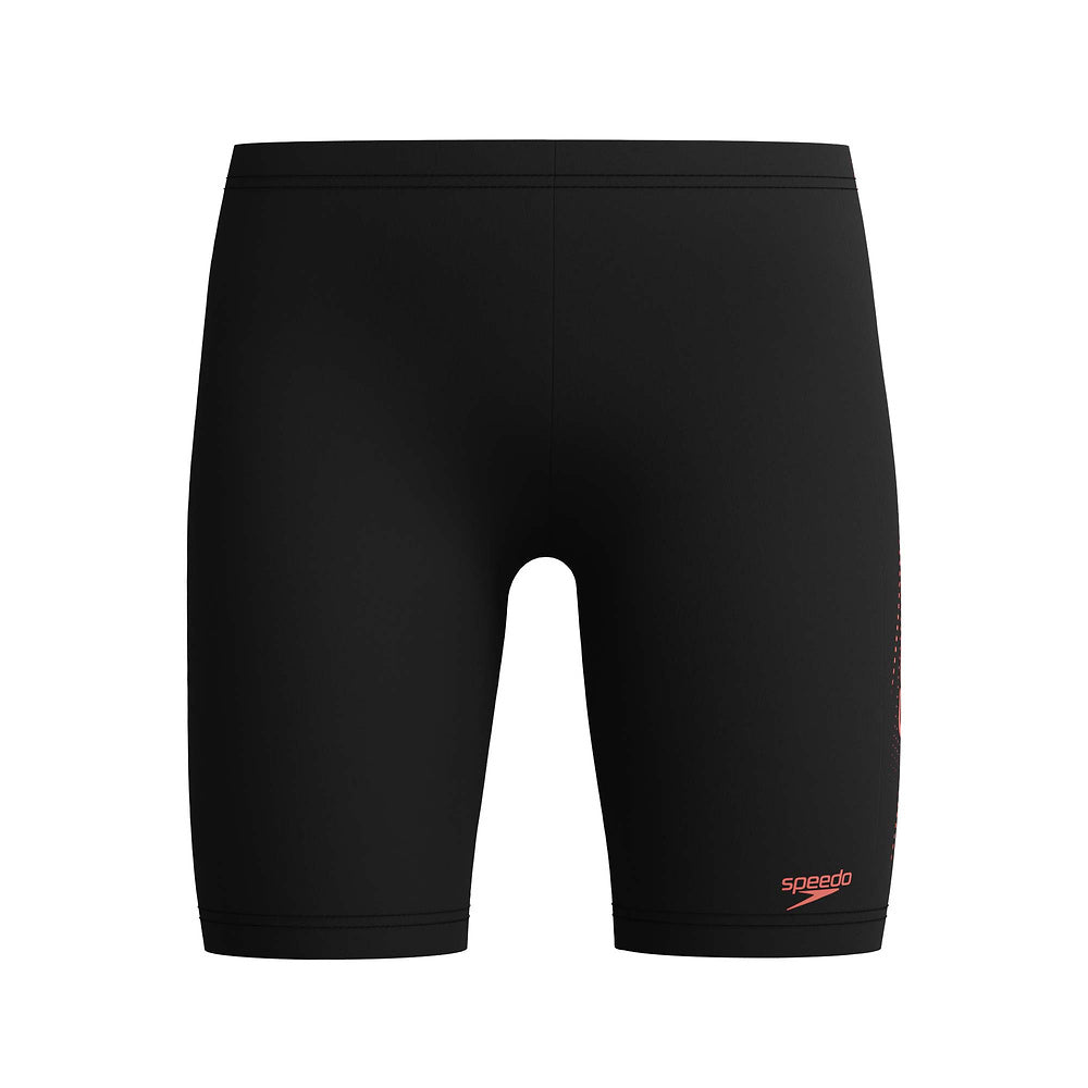 Speedo Junior Boys Sport Logo Jammer - Black/Neon Coral