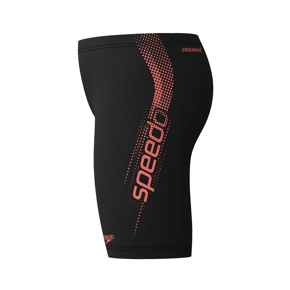Speedo Junior Boys Sport Logo Jammer - Black/Neon Coral