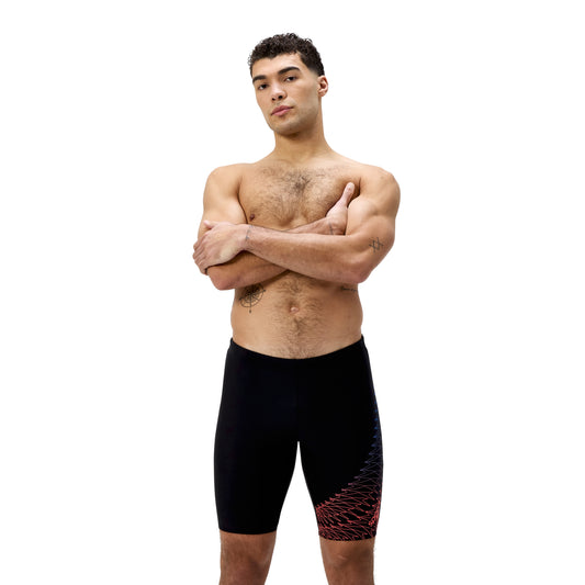 Speedo Mens Medley Logo Jammer - Black/Neon Coral