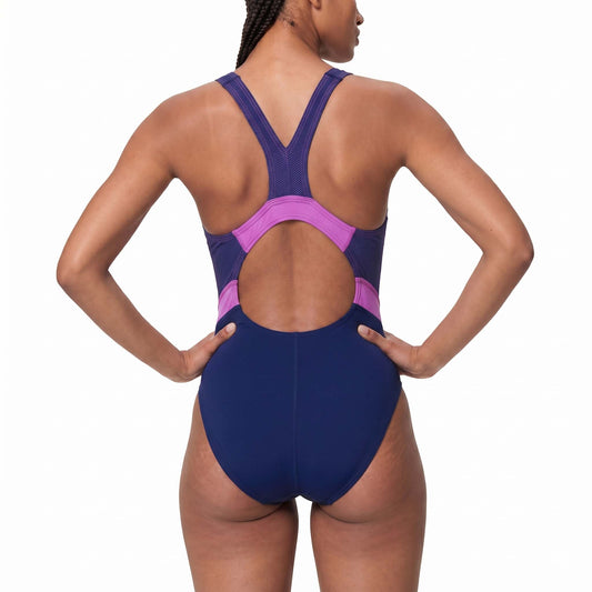 Speedo Womens Quantum Rib Splice One Piece - Peacoat/Neon Jelly
