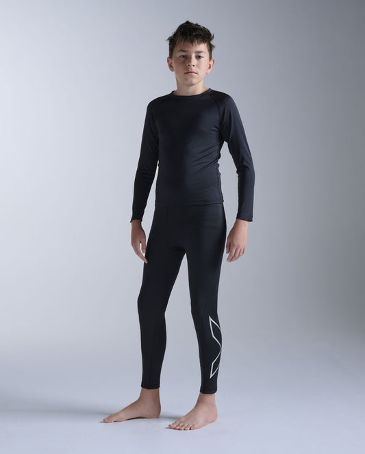 2XU Core Youth Compression Long Sleeve - Black/Silver