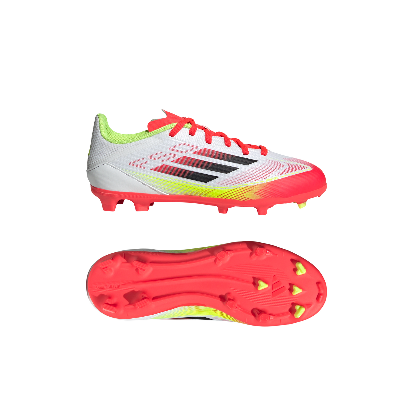 Adidas Kids F50 League Firm/Multi-Ground Boots - White/Black/Yellow