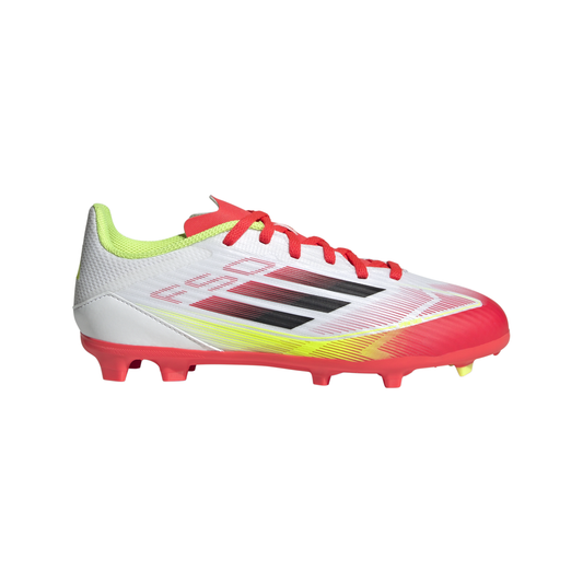Adidas Kids F50 League Firm/Multi-Ground Boots - White/Black/Yellow