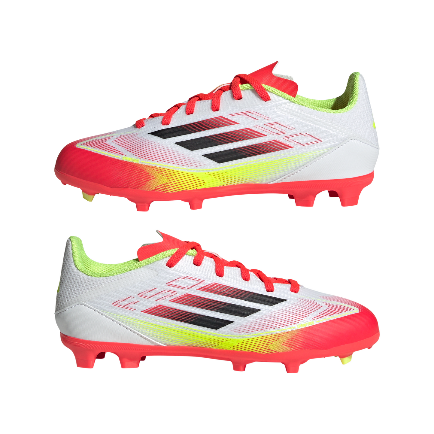 Adidas Kids F50 League Firm/Multi-Ground Boots - White/Black/Yellow