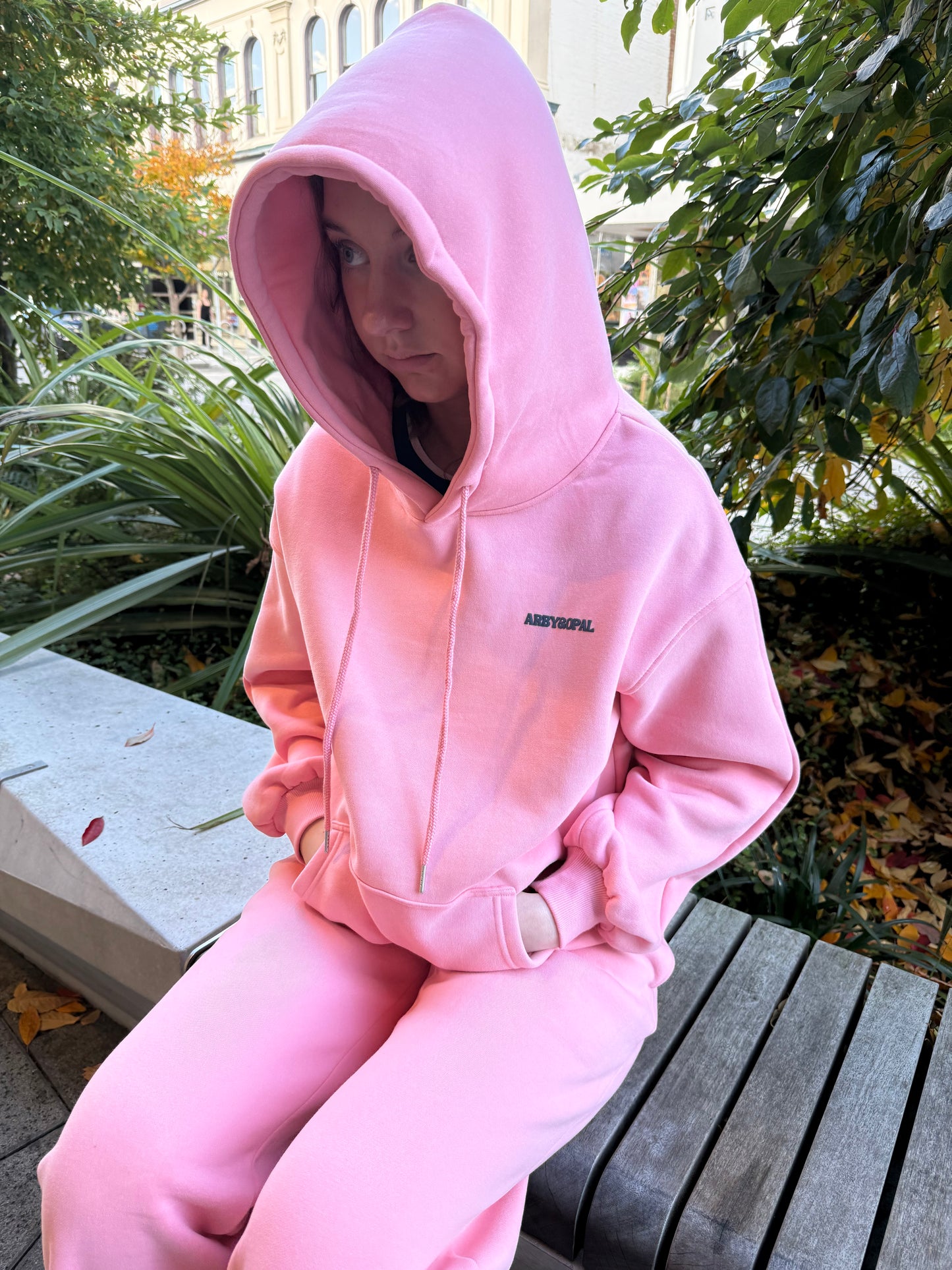 Arby & Opal Unisex Staple Puff Hoodie - Candy Pink/Navy