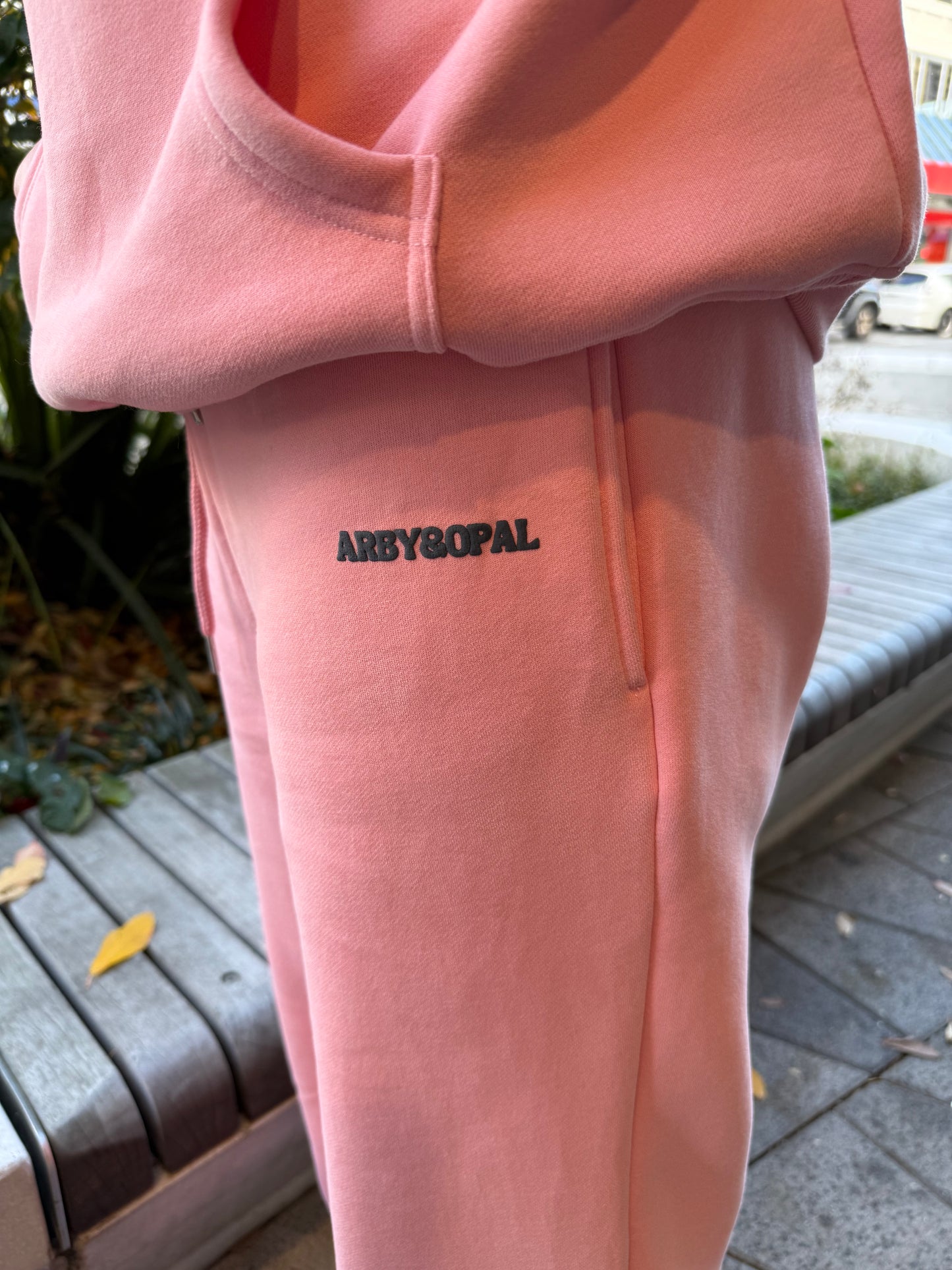 Arby & Opal Staple Puff Straight Leg Jogger - Candy Pink/Navy