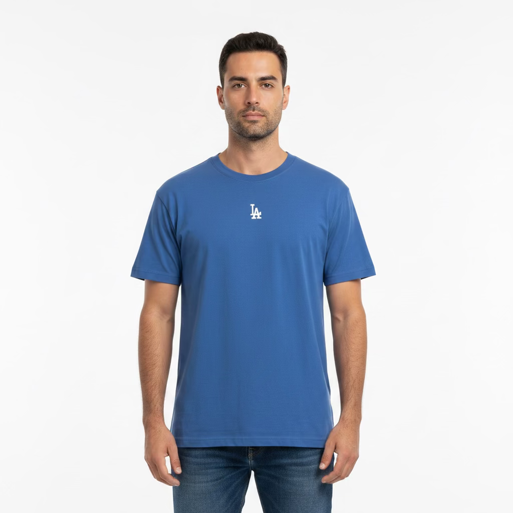 Majestic Athletic Mens LA Dodgers Printed Badge Tee - Classic Blue
