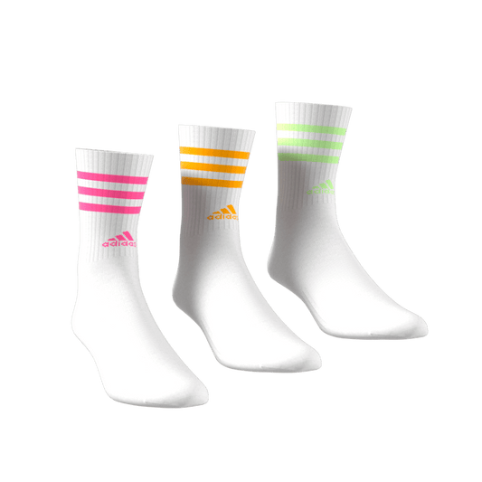 Adidas 3-Stripes Cushioned Crew Socks 3 Pairs - Highlighter