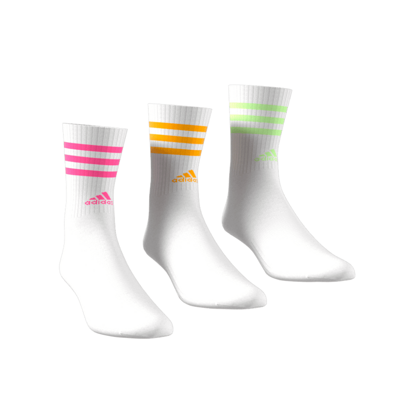Adidas 3-Stripes Cushioned Crew Socks 3 Pairs - Highlighter