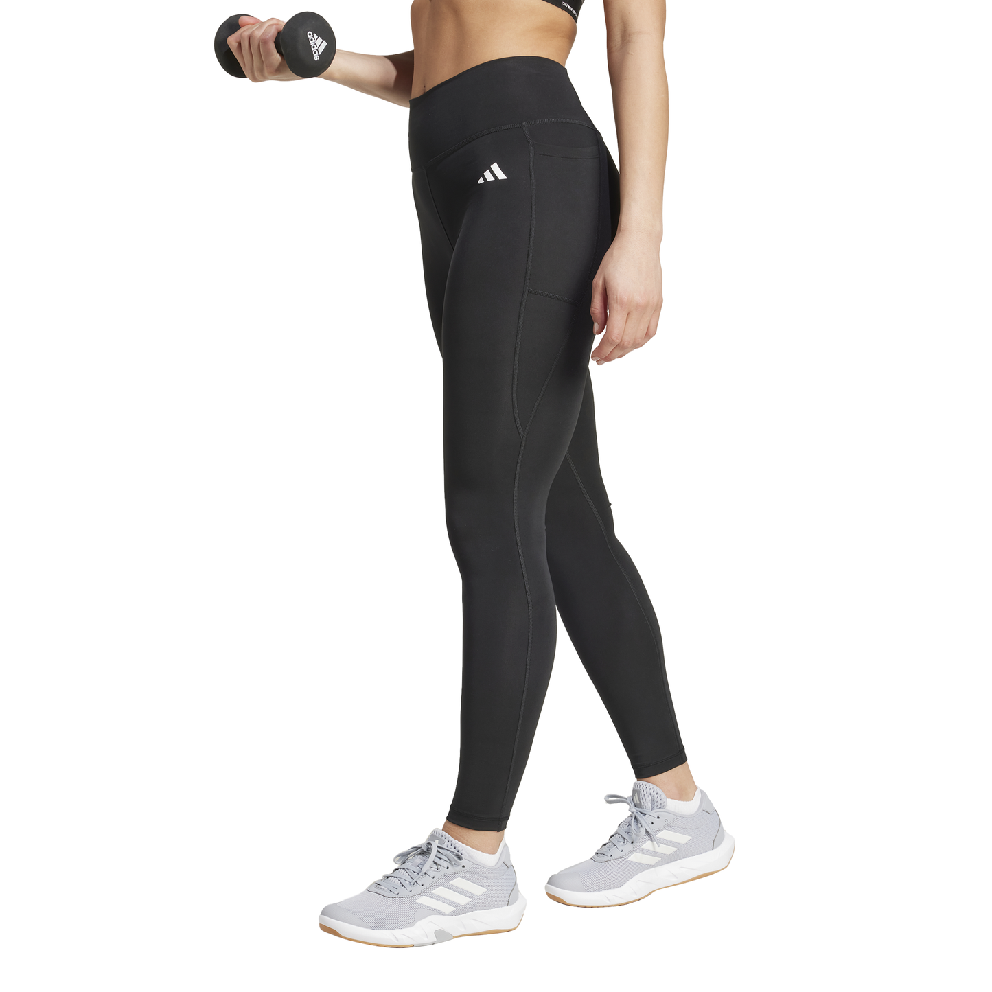 Adidas Womens Optime Essentials Stash Pocket Full-Length Leggings - Black