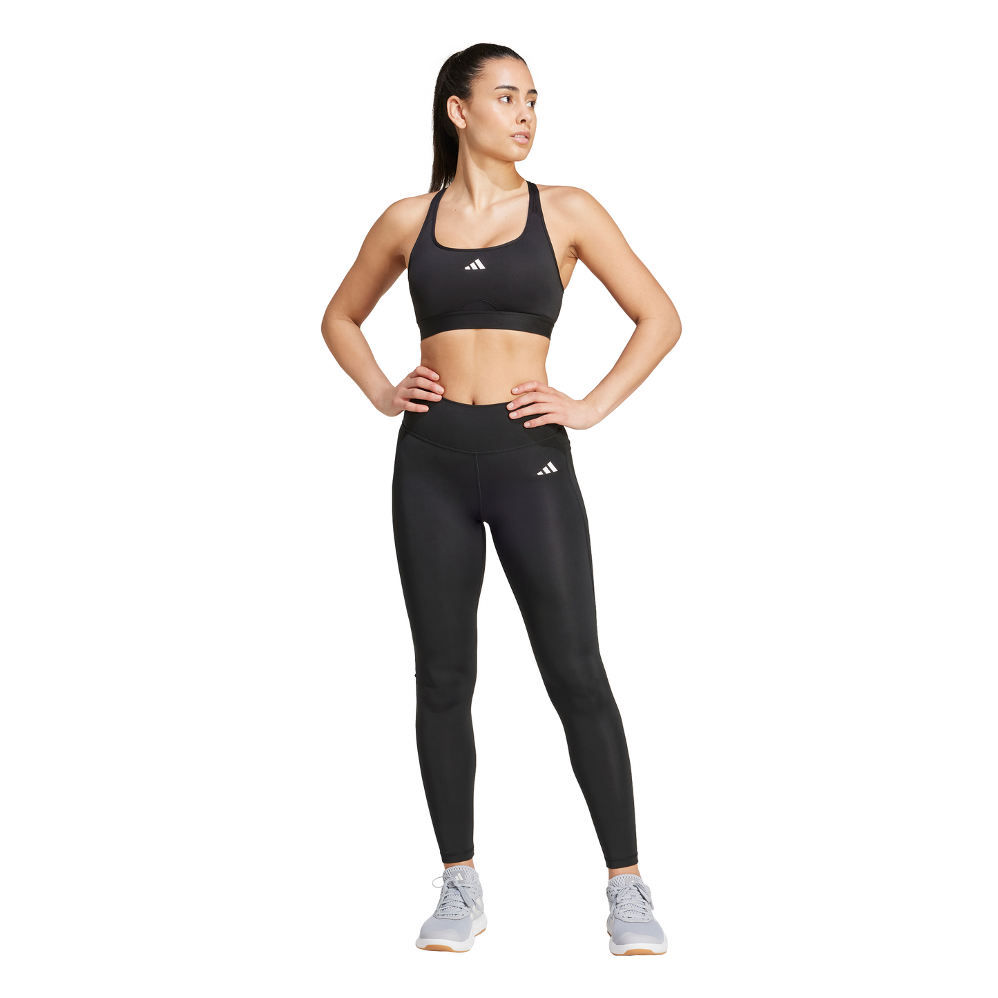 Adidas Womens Optime Essentials Stash Pocket Full-Length Leggings - Black