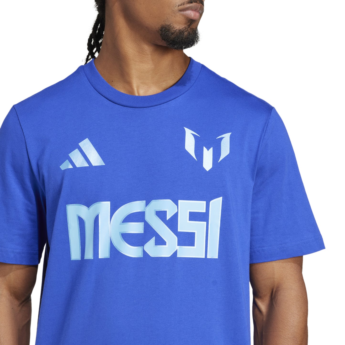Adidas Mens Messi Name and Number Graphic T-Shirt - Blue