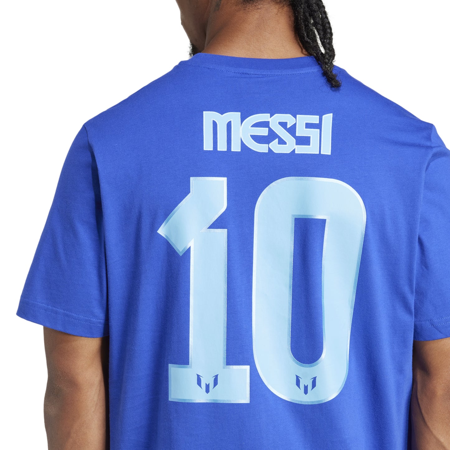 Adidas Mens Messi Name and Number Graphic T-Shirt - Blue