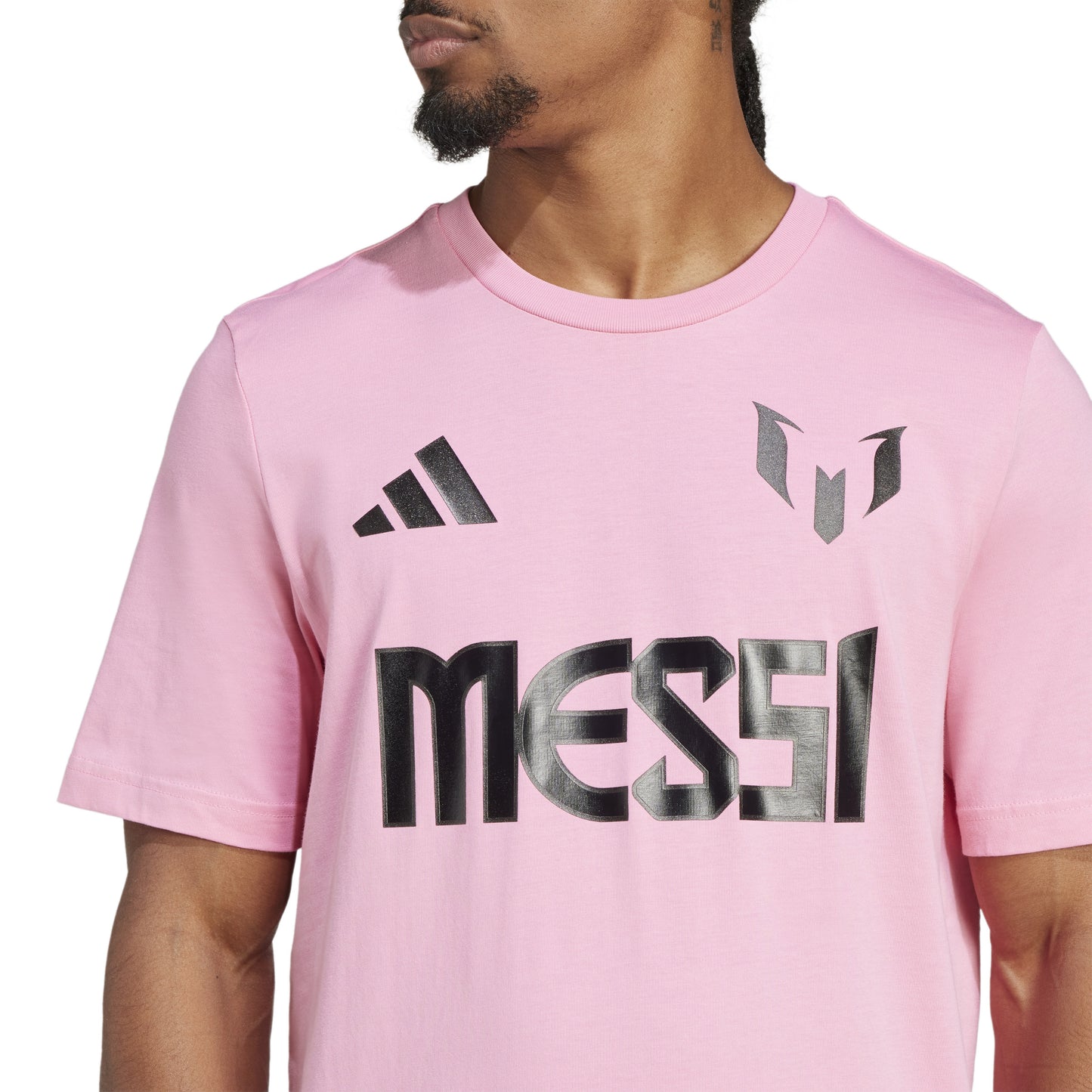 Adidas Mens Messi Name and Number Graphic T-Shirt - Pink