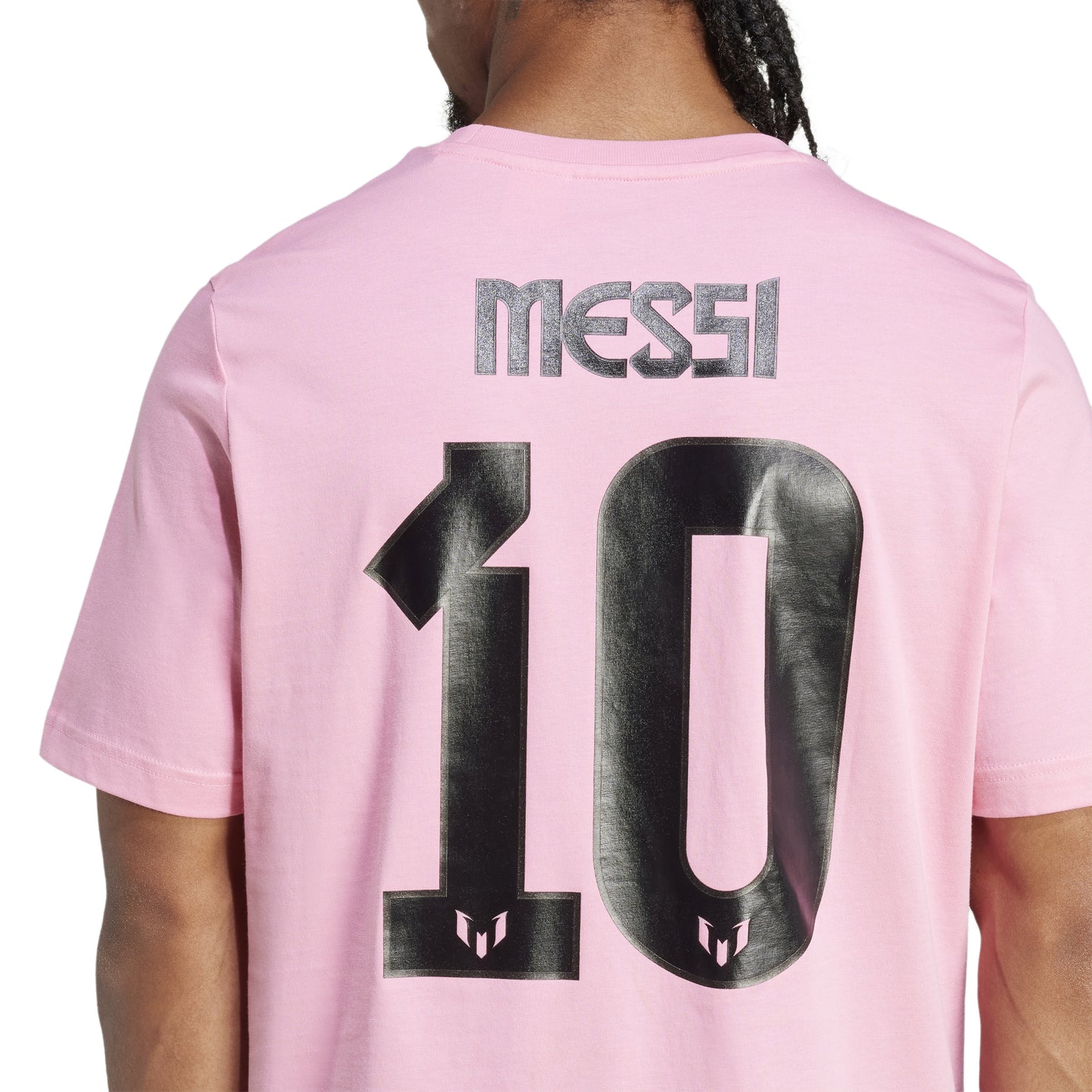 Adidas Mens Messi Name and Number Graphic T-Shirt - Pink