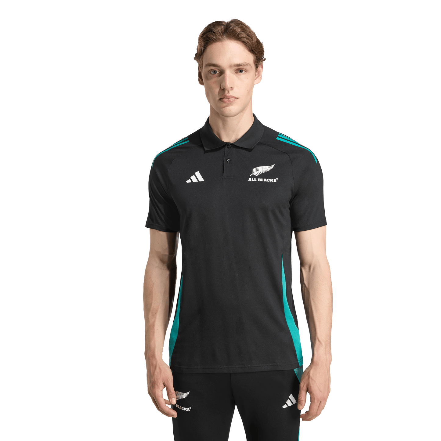 Adidas Mens All Blacks Training Polo Shirt - Black/Teal