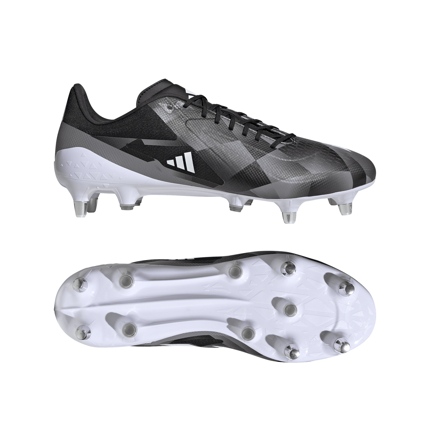 Adidas Mens Adizero RS15 Ultimate Soft Ground Rugby Boots - Black/White/Grey