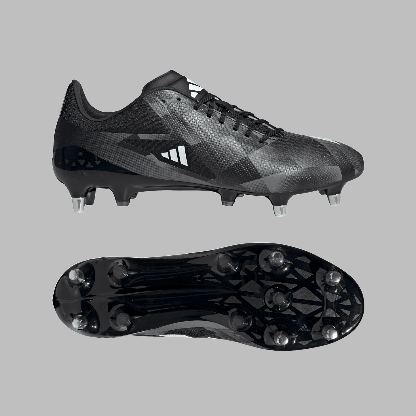 Adidas Adizero RS15 Pro Soft Ground Rugby Boots - Black/White/Grey