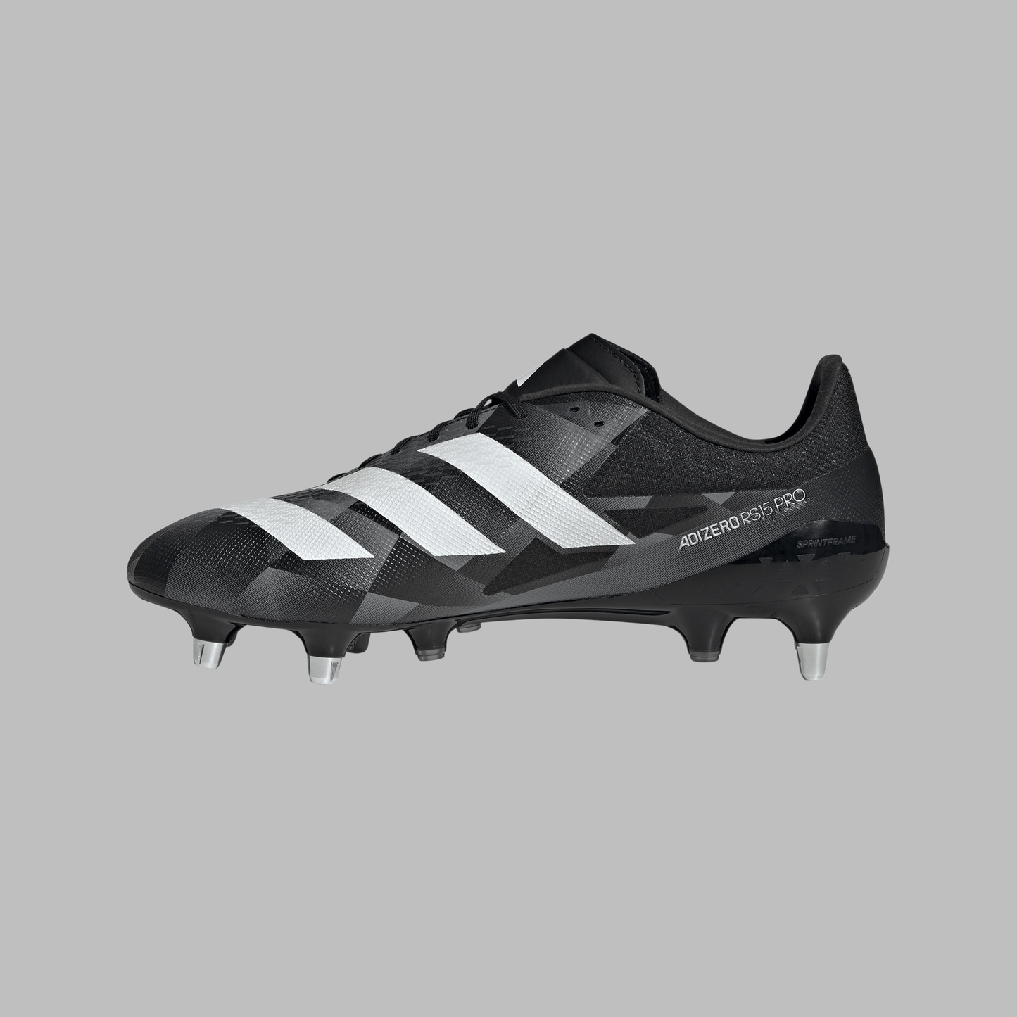 Adidas Adizero RS15 Pro Soft Ground Rugby Boots - Black/White/Grey