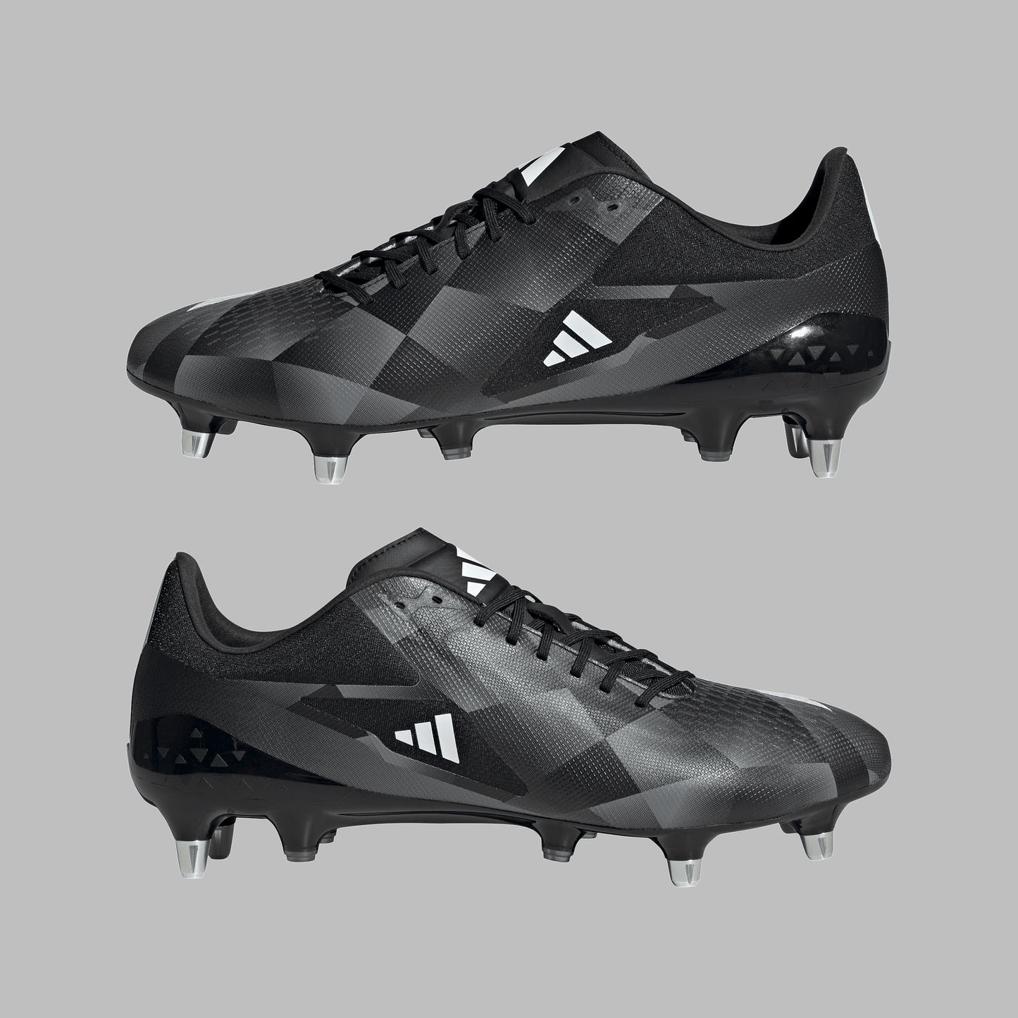 Adidas Adizero RS15 Pro Soft Ground Rugby Boots - Black/White/Grey