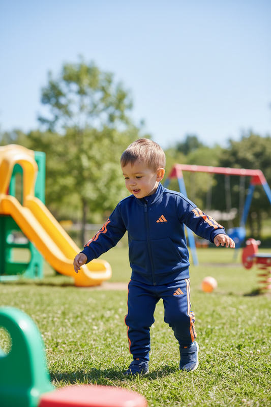 Adidas Kids Essentials CLIMACOOL Track Suit - Dark Blue/Dusky Orange