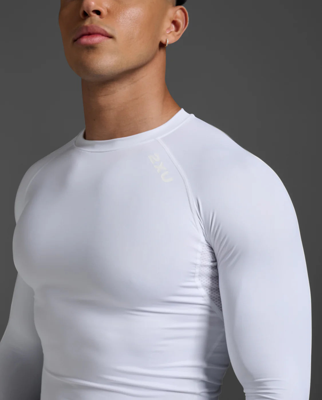 2XU Mens Core Compression Long Sleeve Top - White/No Logo