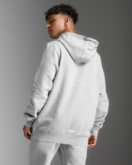 2XU Mens Aspire Hoodie - Grey Marle/White