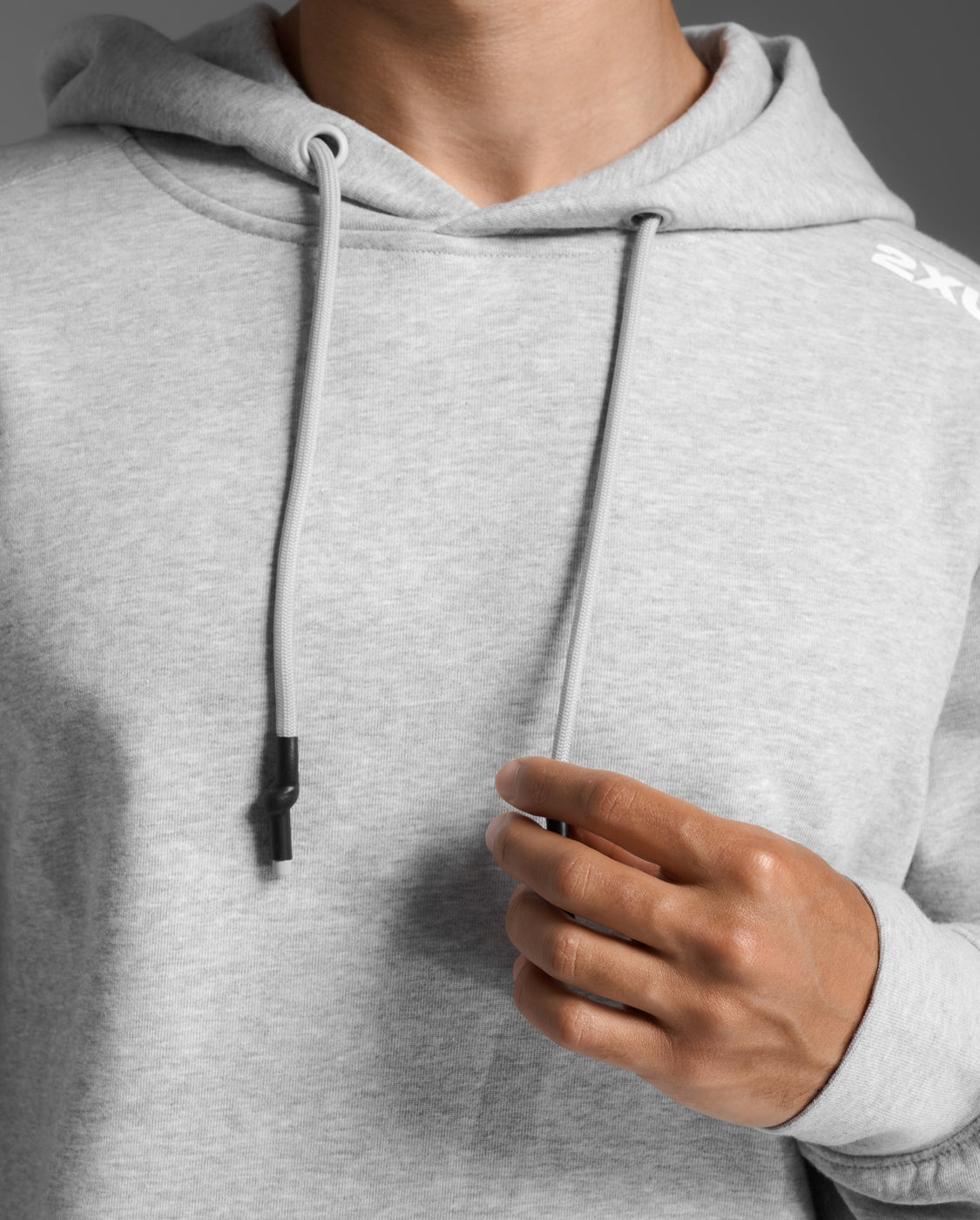 2XU Mens Aspire Hoodie - Grey Marle/White