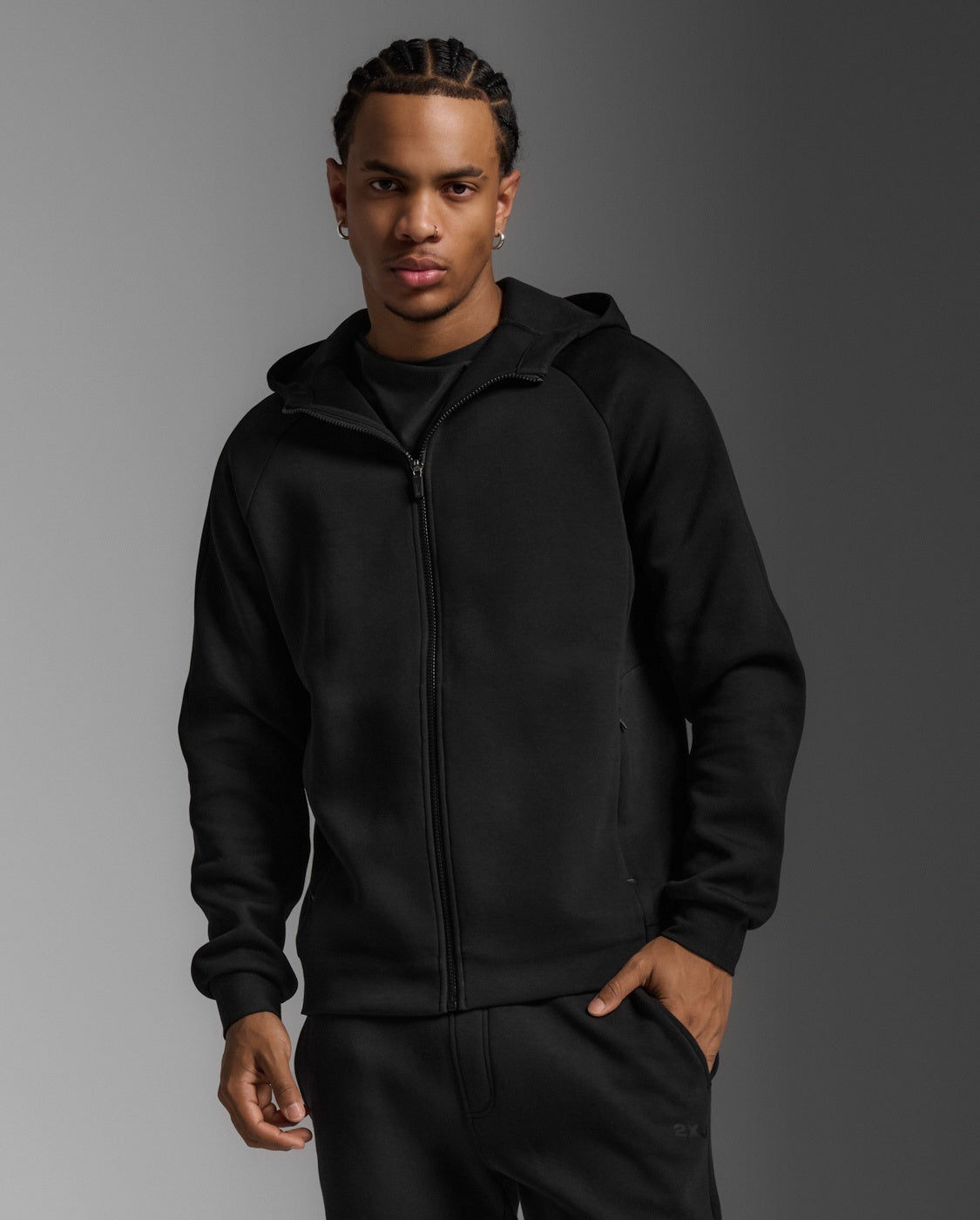 2XU Mens Commute Smooth Spacer Full Zip Hoodie - Black