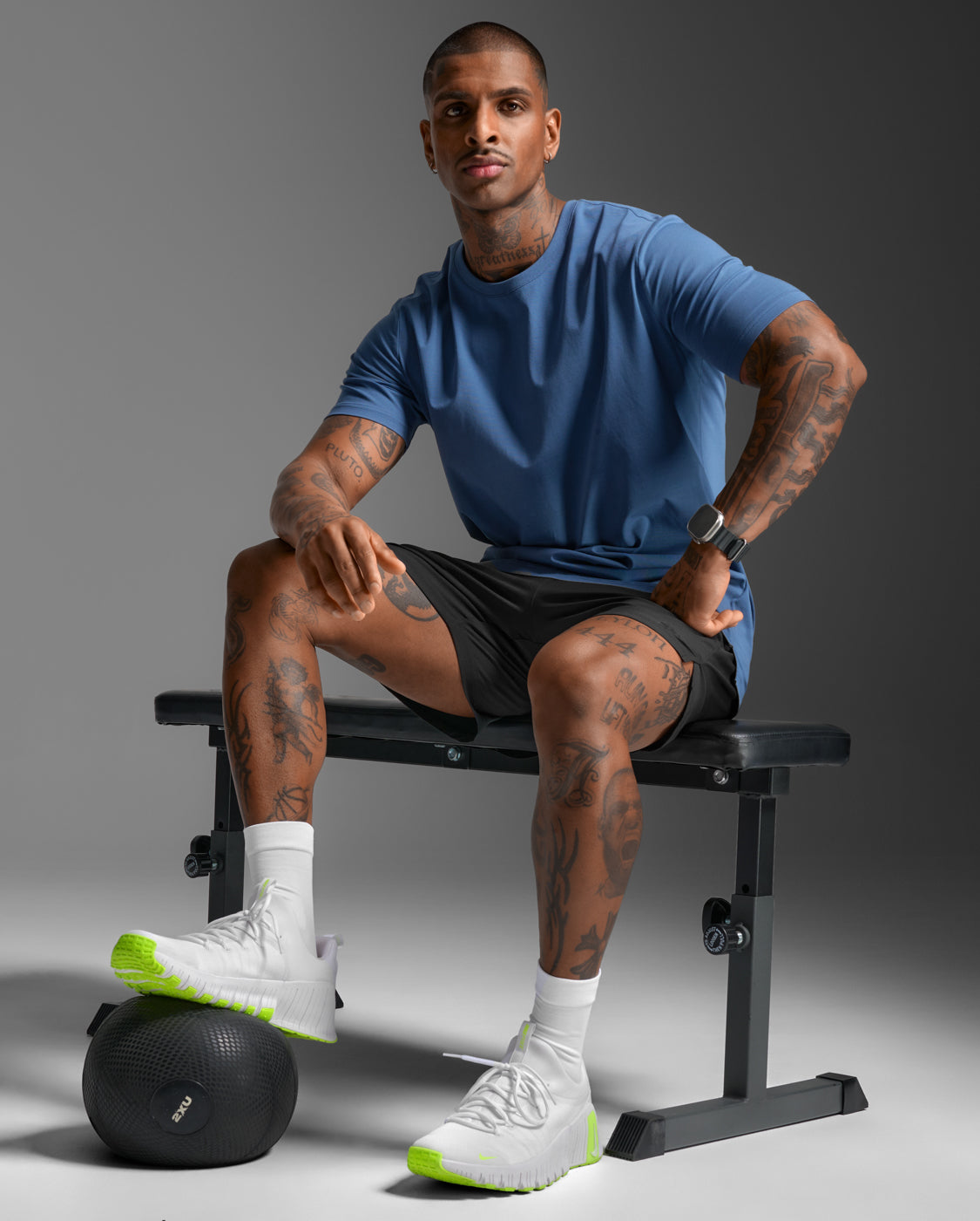 2XU Mens Motion Cotton Flex Tee - Indigo