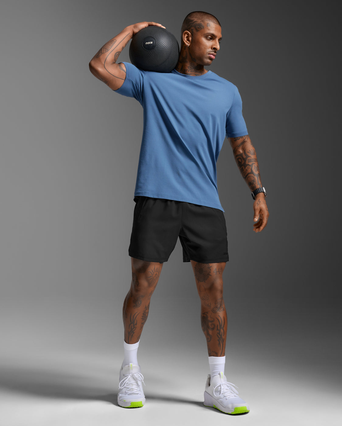 2XU Mens Motion Cotton Flex Tee - Indigo